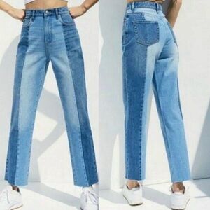 PACSUN Ladies Women's Size 25 Two Tone High Rise Wide Leg Distressed Jea…